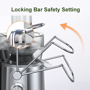 power juicer with locking bar safety setting