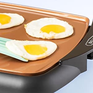 electric copper griddle titanium indoor egg breakfast countertop kitchen grill bacon sausage chicken