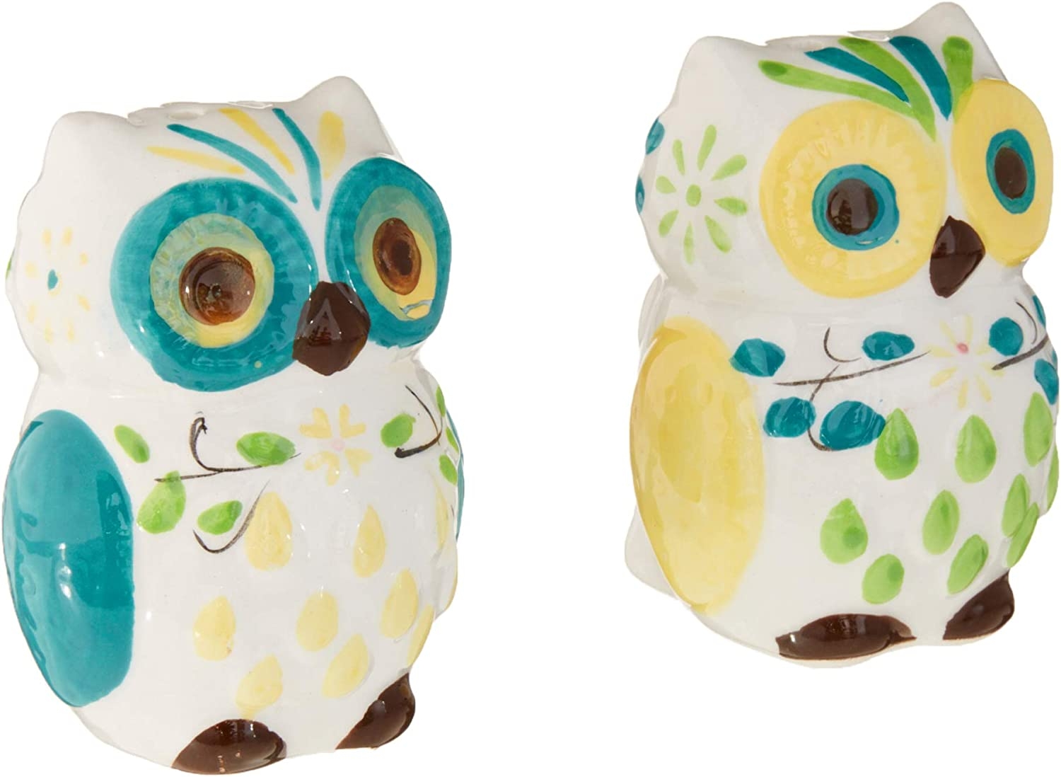 Floral Owl Salt & Pepper Shakers, Hand-painted Ceramic by Boston Warehouse Import To Shop ×Product customization General