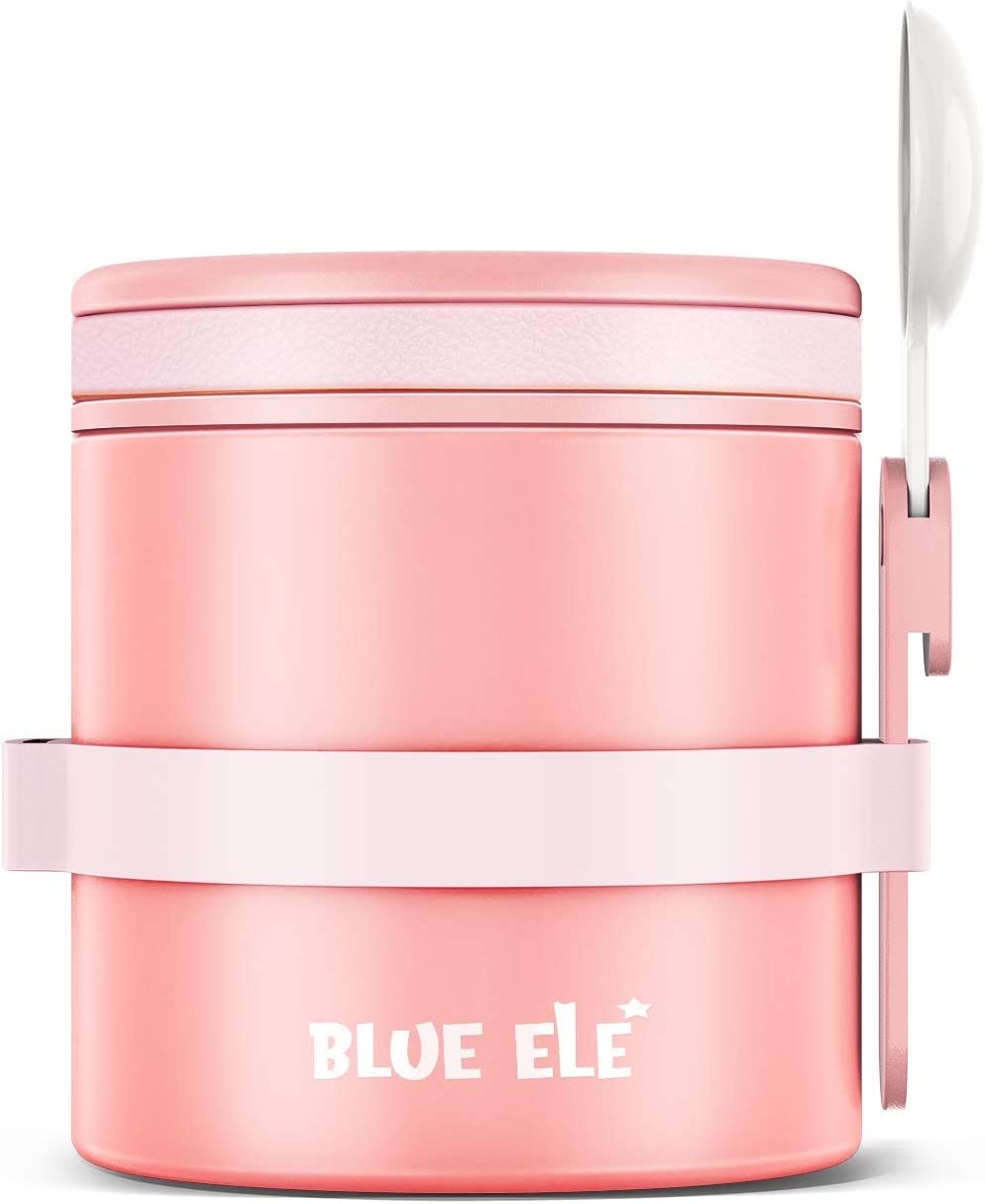 Blue ELE Vacuum Insulated Jar & Thermos for Kids, BPA-Free Lunch Containers, Double-Wall 304 Food Grade Stainless Steel, 14 oz
