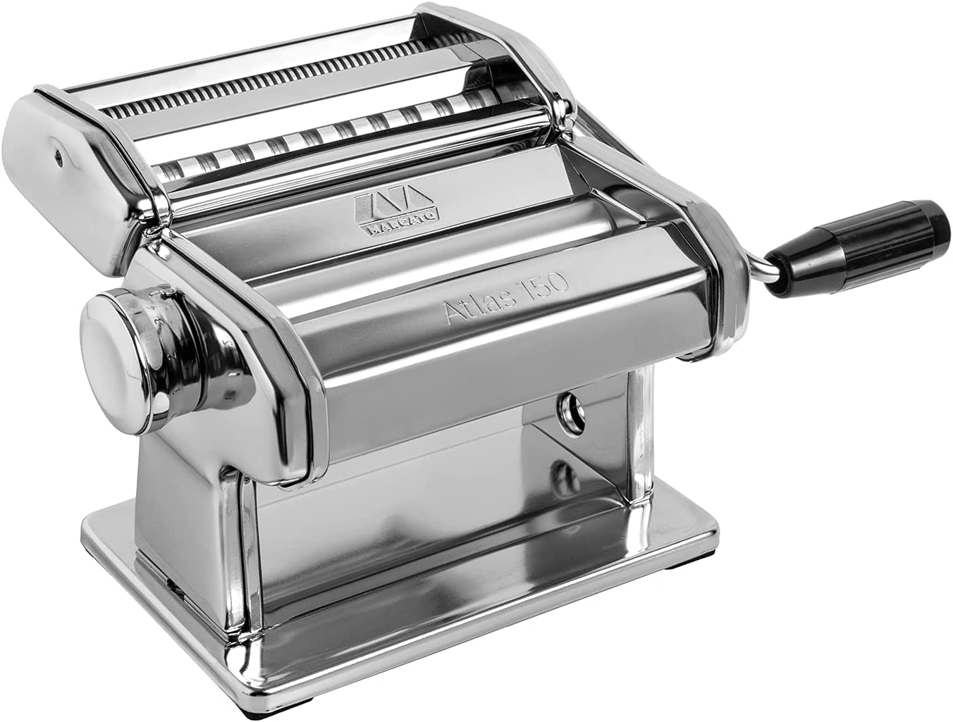 MARCATO Atlas 150 Pasta Machine, Made in Italy, Includes Cutter, Hand Crank, and Instructions, 150 mm, Stainless Steel Import To