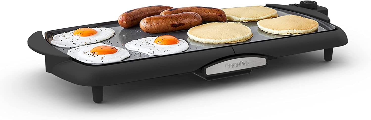 GreenPan Healthy Ceramic Nonstick, Extra Large 20″ Electric Griddle for Pancakes Eggs Burgers and More, Stay Cool Handles,
