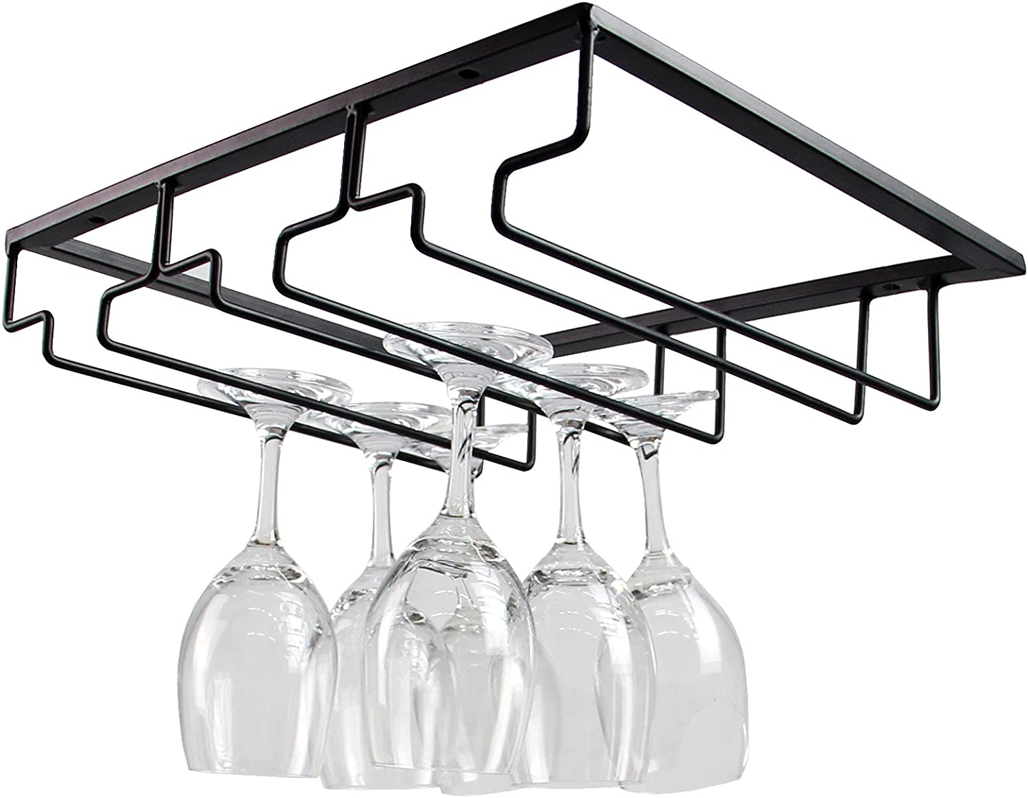 Casaphoria Wine Glass Rack – Under Cabinet Stemware Wine Glass Holder Glasses Storage Hanger Metal Organizer for Bar Kitchen