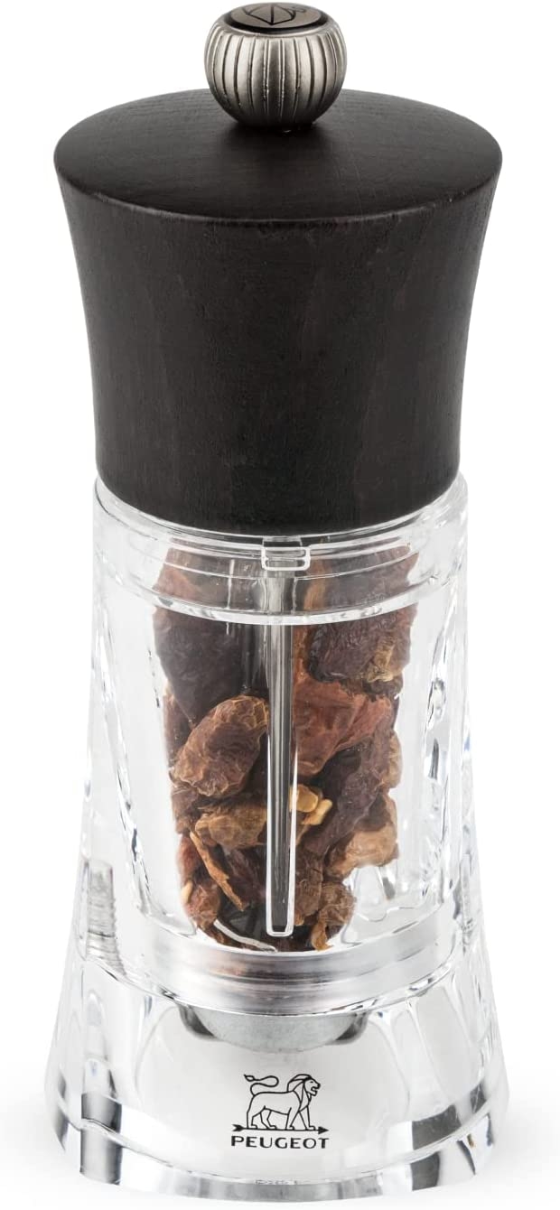 Peugeot – Peugeot – Oleron Manual Dry Salt Mill – Transparent Adjustable Grinder – Acrylic and Beechwood, Chocolate, 5.5 Inches