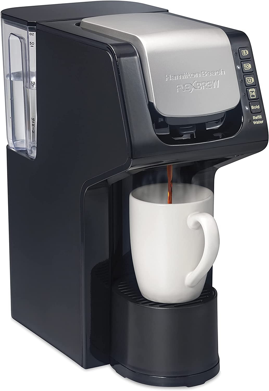 Hamilton Beach Gen 4 FlexBrew Single-Serve Coffee Maker with Removable Reservoir, Compatible with Pod Packs and Grounds, 50 oz.,