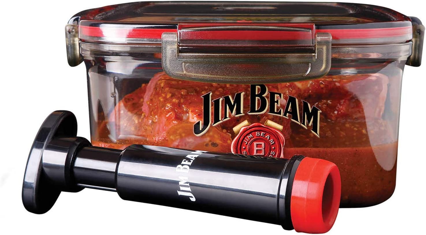 Jim Beam Vacuum Sealed Pump, Removes air from The Marinade Box, Speedy Process, Barbecue and Grilling, Perfect Marination of