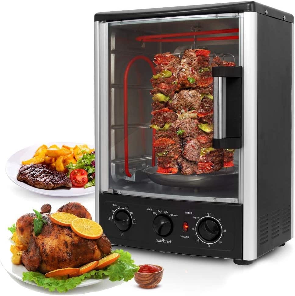Nutrichef Upgraded Multi-Function Rotisserie Oven – Vertical Countertop Oven with Bake, Turkey Thanksgiving, Broil Roasting
