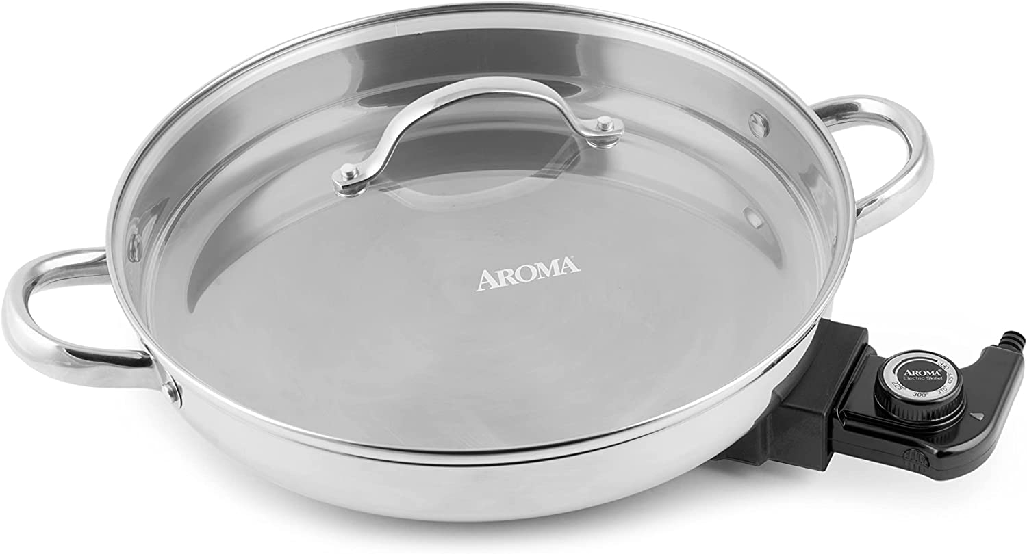 Aroma Housewares AFP-1600S Gourmet Series Stainless Steel Electric Skillet 11.8 inches Import To Shop ×Product customization