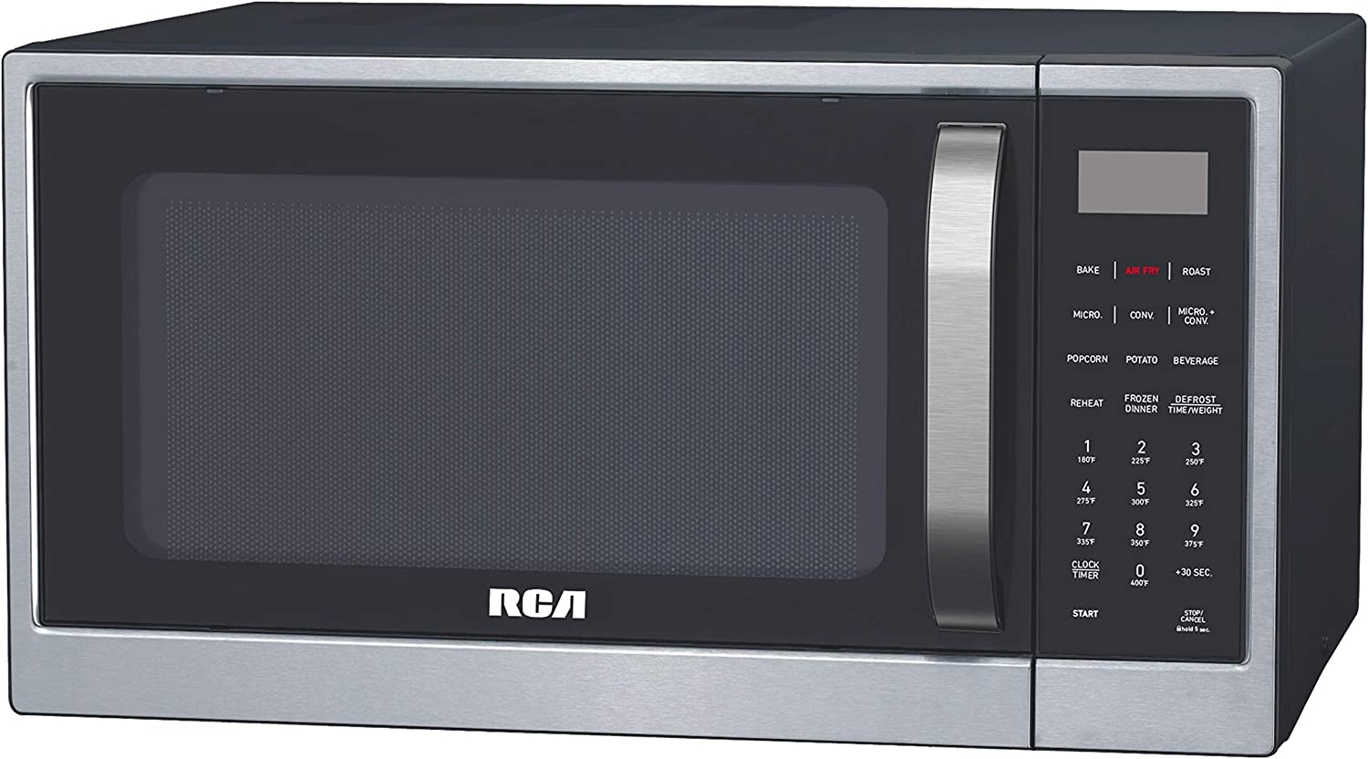 RCA RMW1205 1.2 cu ft Microwave, Digital Air Fryer, Convection Oven, Combo-Fry with XL Capacity, Stainless Steel Finish Import