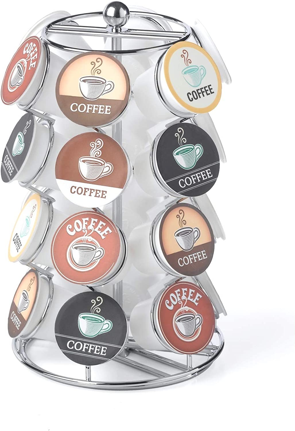 Nifty Coffee Pod Carousel – Compatible with K-Cups, 35 Pod Pack Storage, Spins 360-Degrees, Lazy Susan Platform, Modern Black