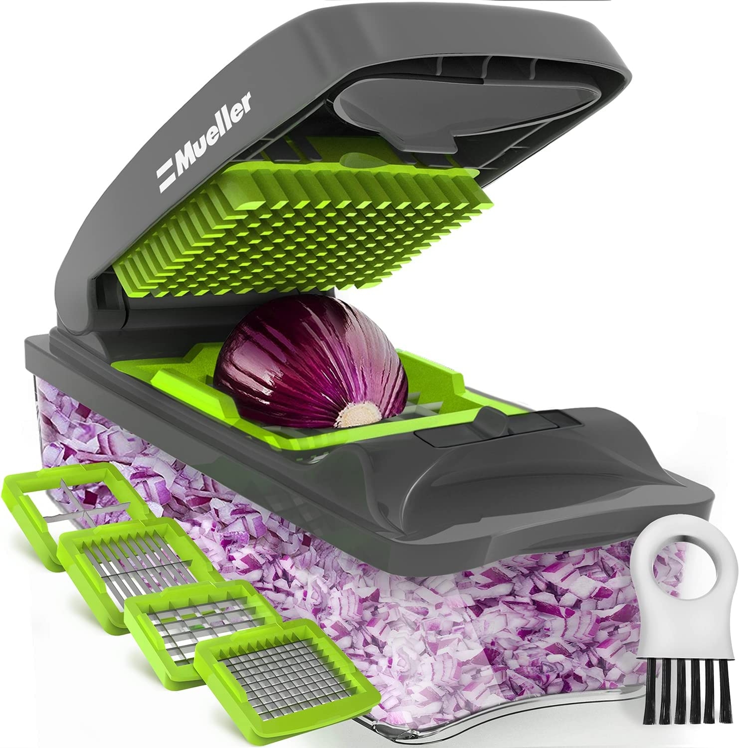Mueller Vegetable Chopper – Heavy Duty Vegetable Slicer – Onion Chopper with Container – Food Chopper Slicer Dicer Cutter – 4