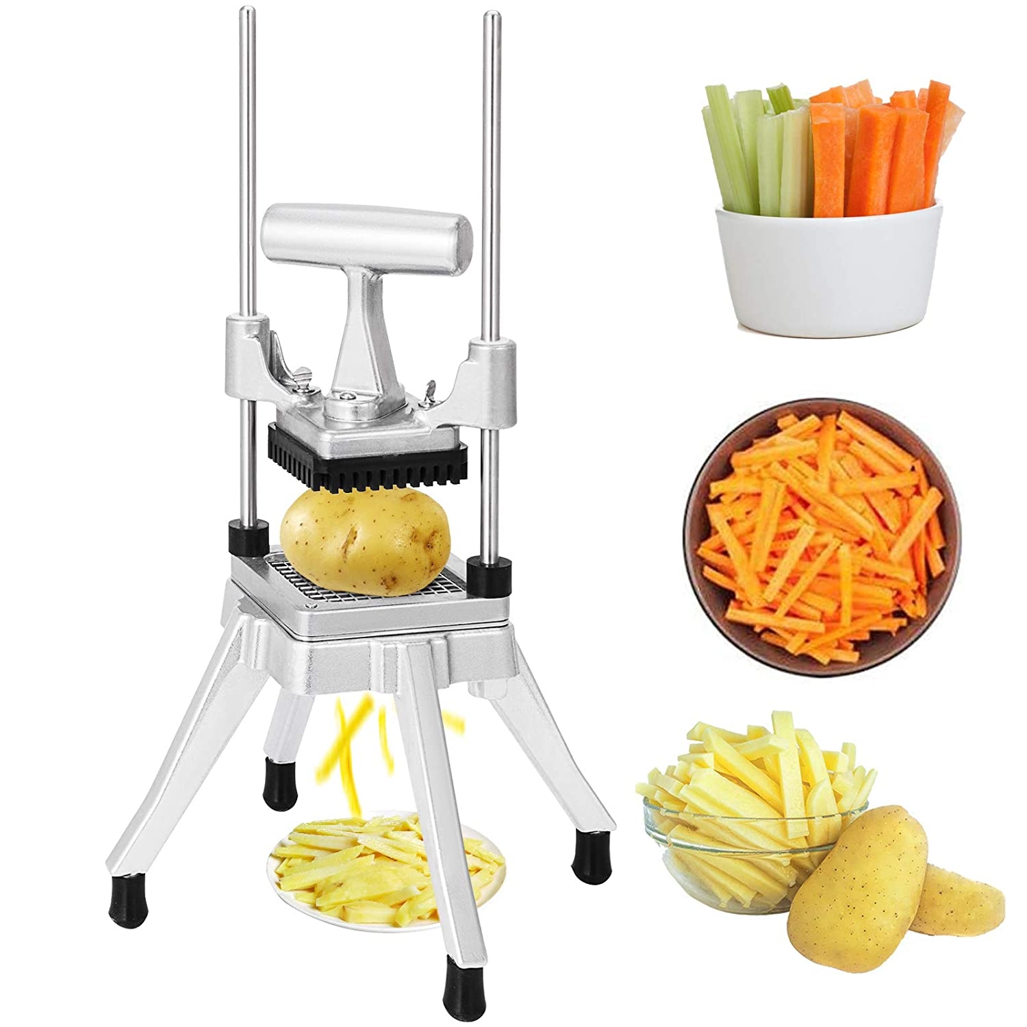 Happybuy Commercial Vegetable Fruit Chopper 1/4″ Blade Heavy Duty Professional Food Dicer Kattex French Fry Cutter Onion Slicer