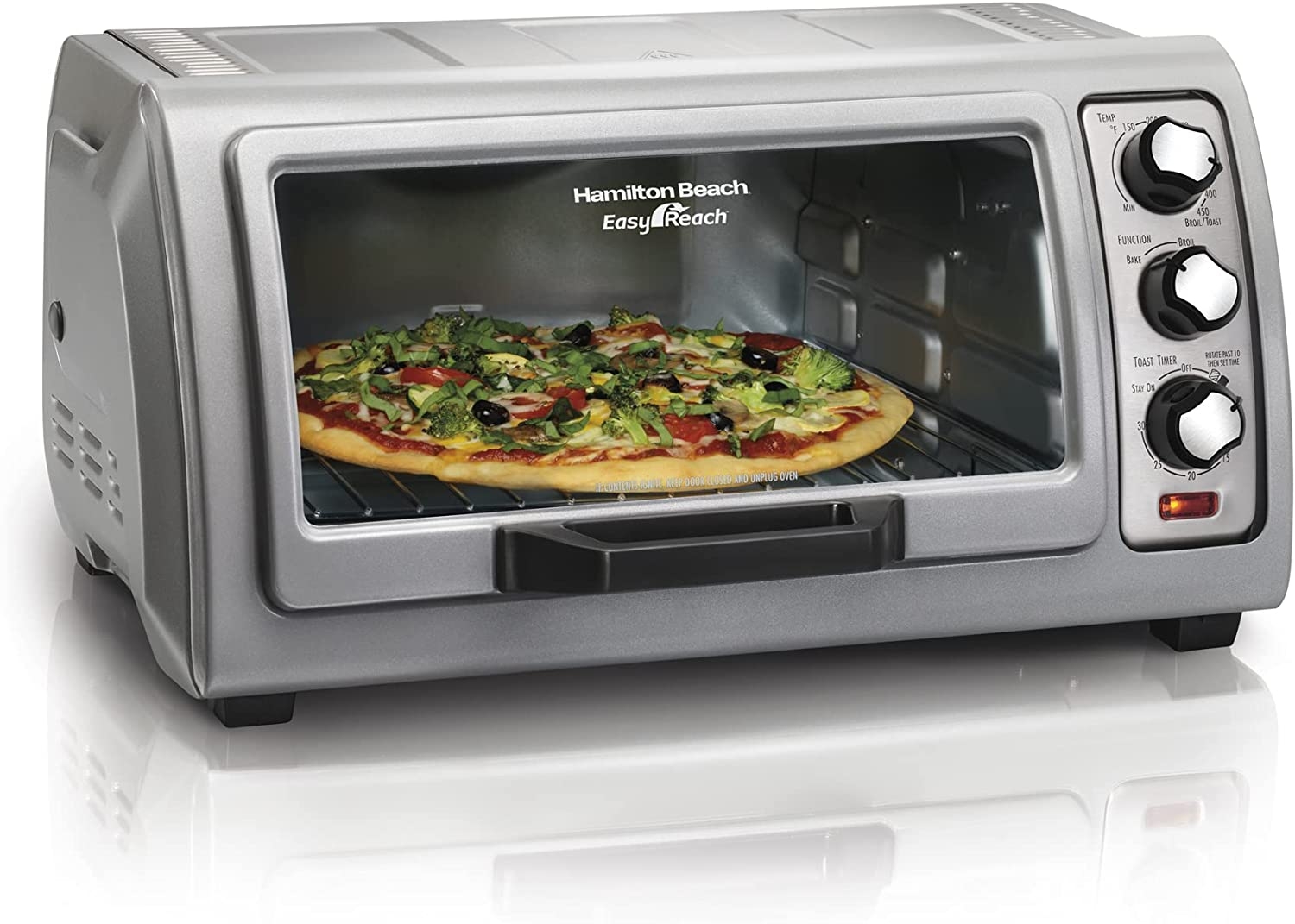 Hamilton Beach 6-Slice Countertop Toaster Oven with Easy Reach Roll-Top Door, Bake Pan, Silver (31127D) Import To Shop ×Product
