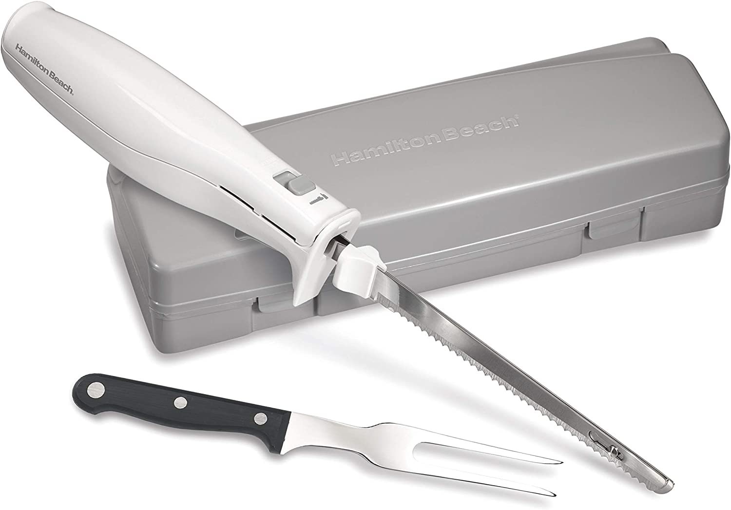 Hamilton Beach Electric Knife for Carving Meats, Poultry, Bread, Crafting Foam & More, Storage Case & Serving Fork Included,