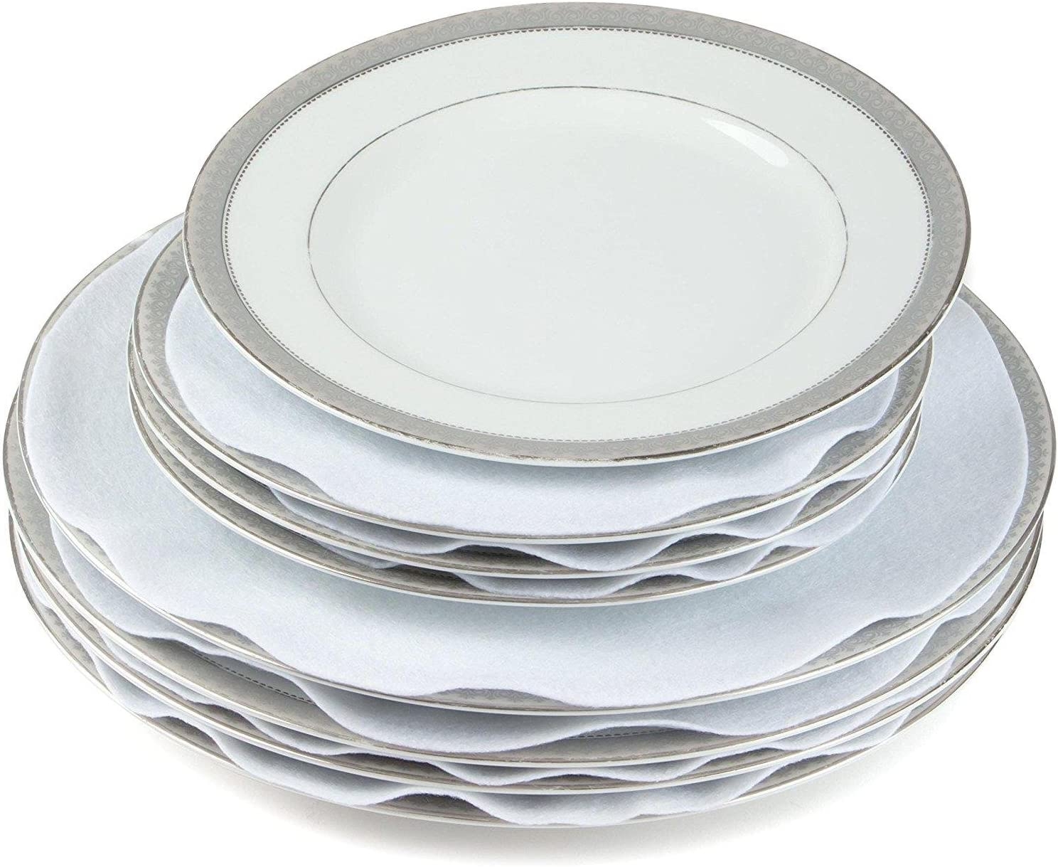 Felt Plate China Storage Dividers Protectors Grey Large Thick and Premium Soft (Round, Grey) Import To Shop ×Product