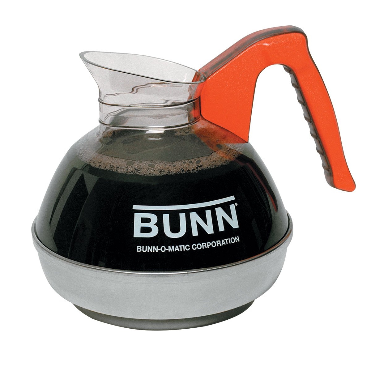 Bunn 06101.0101 64 oz. Easy Pour Coffee Decanter with Orange Handle and Stainless Steel Bottom Import To Shop ×Product