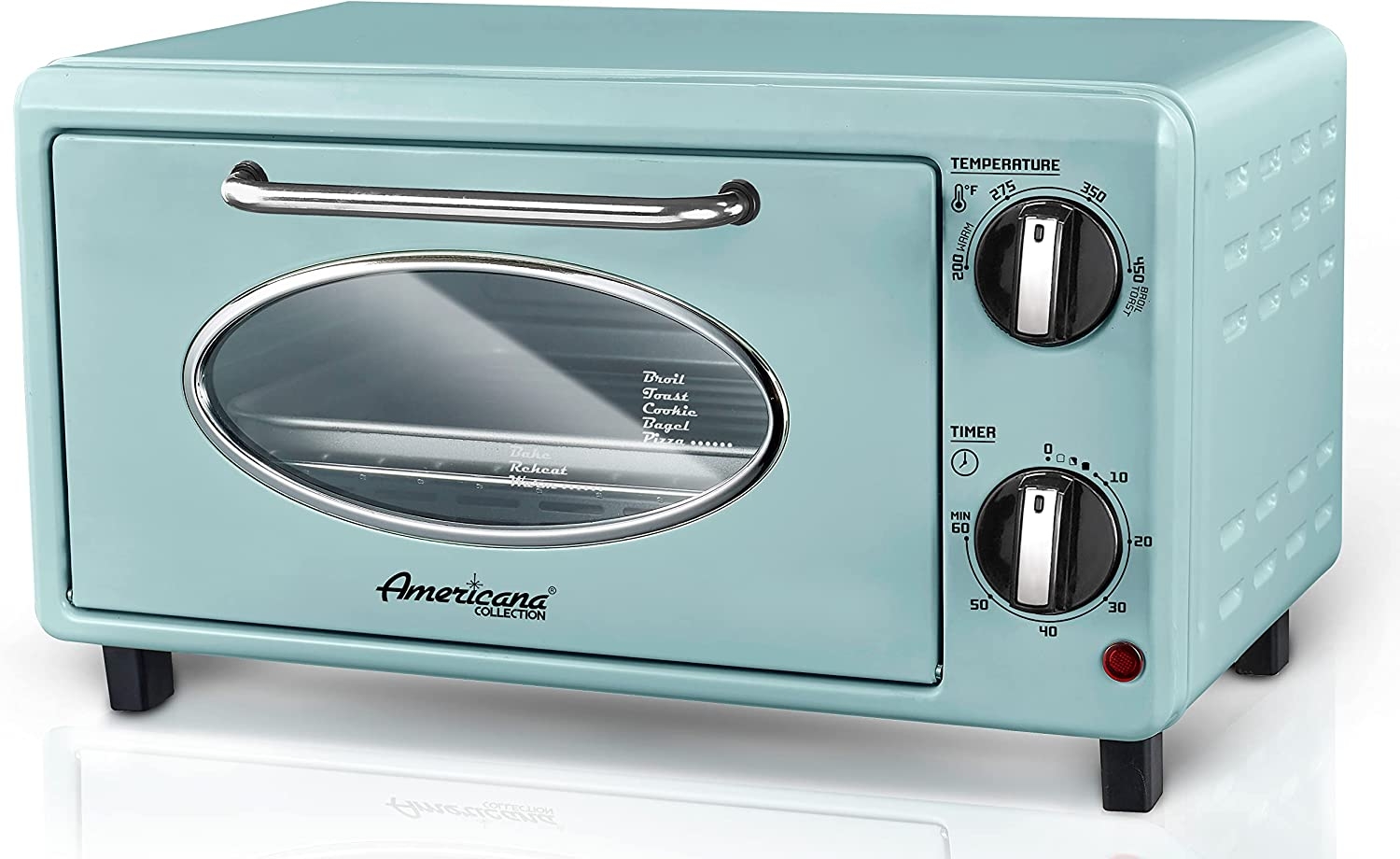 Elite Gourmet by Maximatic Americana Collection ETO147M Diner 50’s Retro Countertop Toaster oven, Bake, Toast, Fits 8”