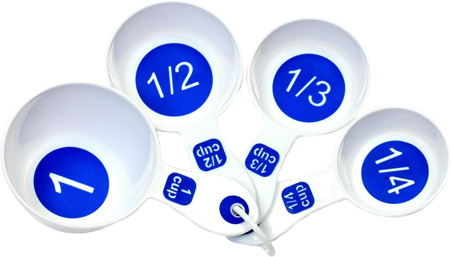 Chef Craft Select Plastic 6 Piece Measuring Spoon Set, 1/8 tsp, 1/4 tsp, 1/2 tsp, 1 tsp, 1/2 tbsp, 1 tbsp, White with Blue