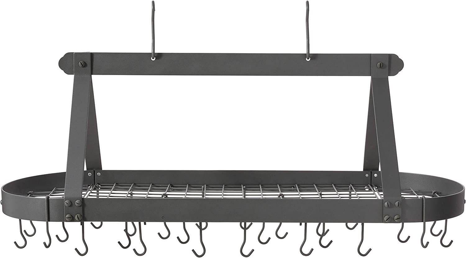 Old Dutch Oval Hanging Pot Rack with Grid & 24 Hooks, Satin Nickel, 48 x 19 x 15.5 Import To Shop ×Product customization