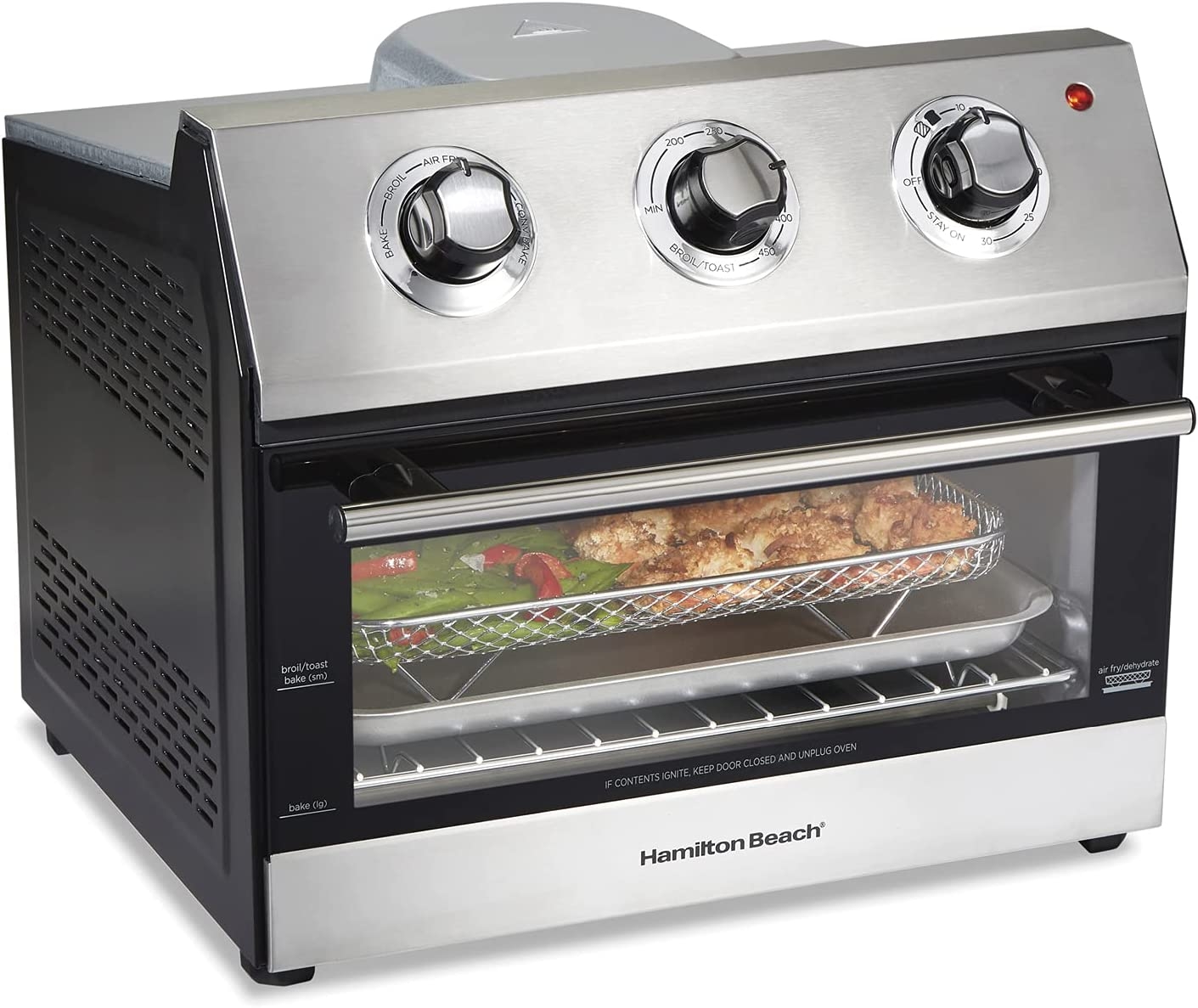 Hamilton Beach Air Fryer Countertop Toaster Oven, Includes Bake, Broil, and Toast, Fits 12” Pizza, 1800 Watts, 10 Cooking