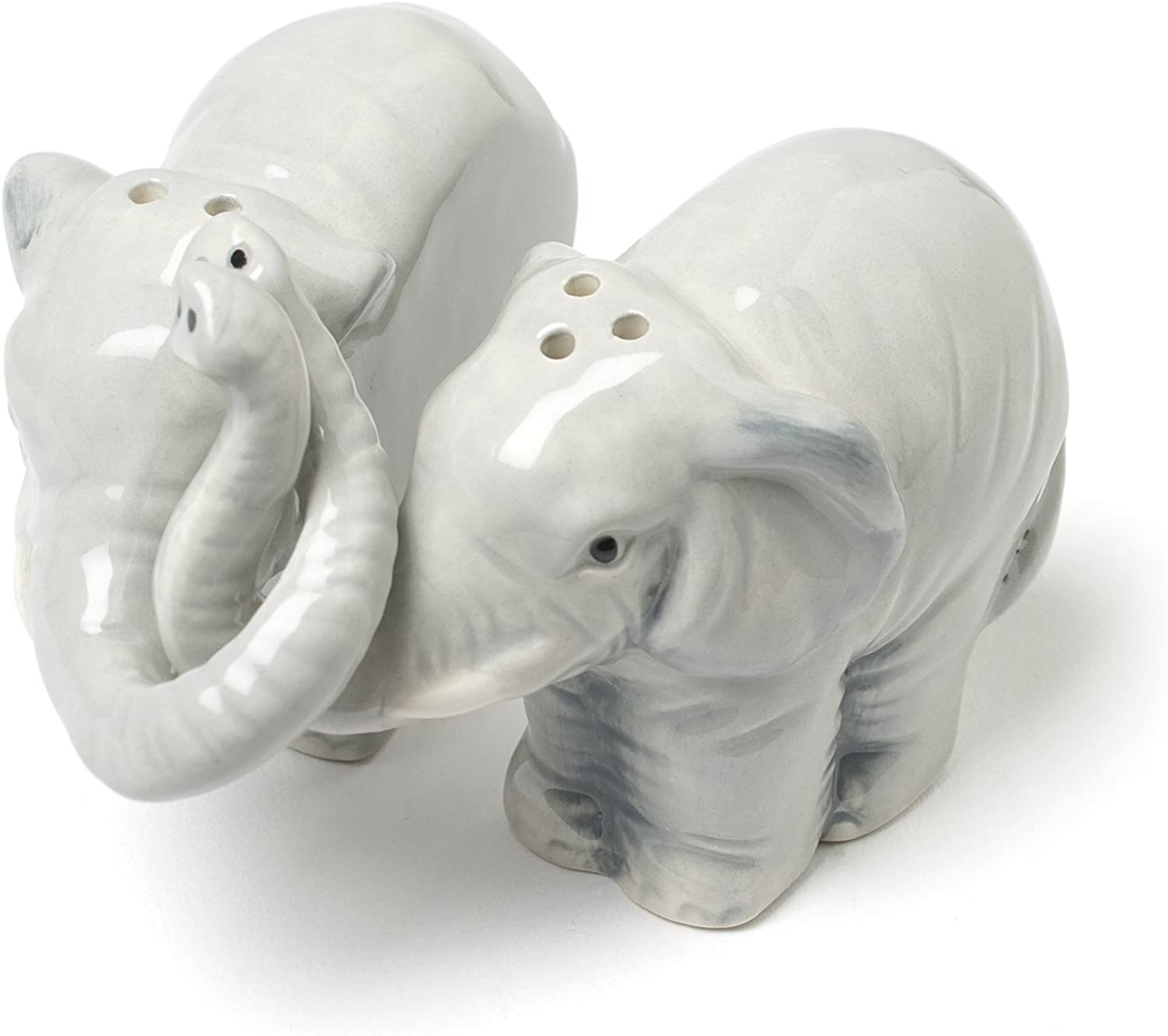Abbott Collection Hugging Elephants Ceramic Salt & Pepper Shaker Set, Gray Import To Shop ×Product customization General