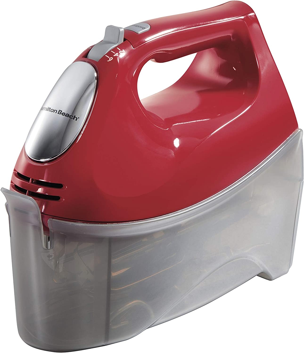 Hamilton Beach 6-Speed Electric Hand Mixer, Beaters and Whisk, with Snap-On Storage Case, Red Import To Shop ×Product