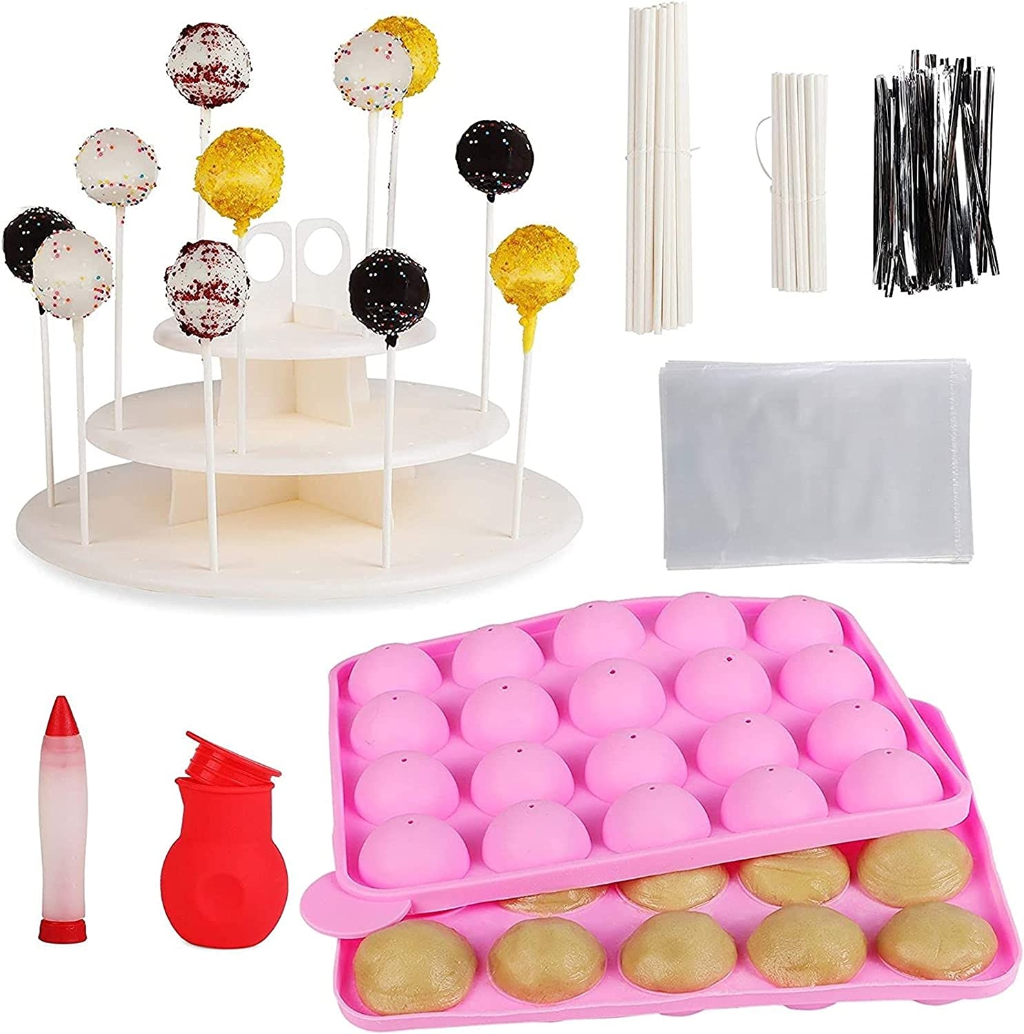 Cake Pop Maker Kit, Form, Stand, Cellophane Bags and Twist Ties (404 Pieces) Import To Shop ×Product customization General