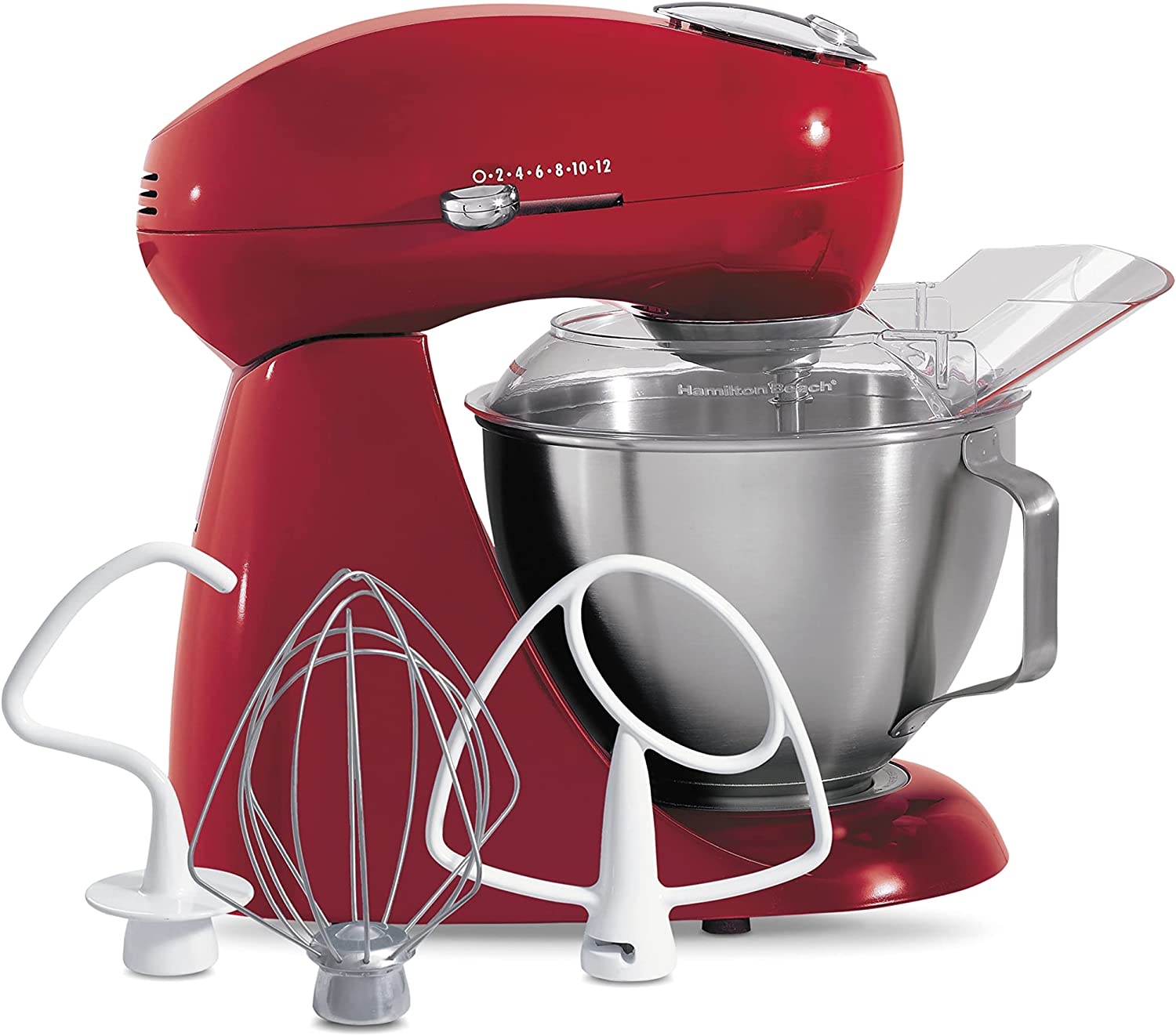 Hamilton Beach All-Metal 12-Speed Electric Stand Mixer, Tilt-Head, 4.5 Quarts, Pouring Shield, Red Import To Shop ×Product