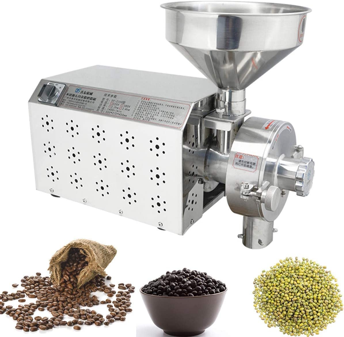 NEWTRY SY-2200 Commercial Superfine Grain Grinder Mill Automatic Industrial Herb Spice Grinder Stainless Steel for Dried
