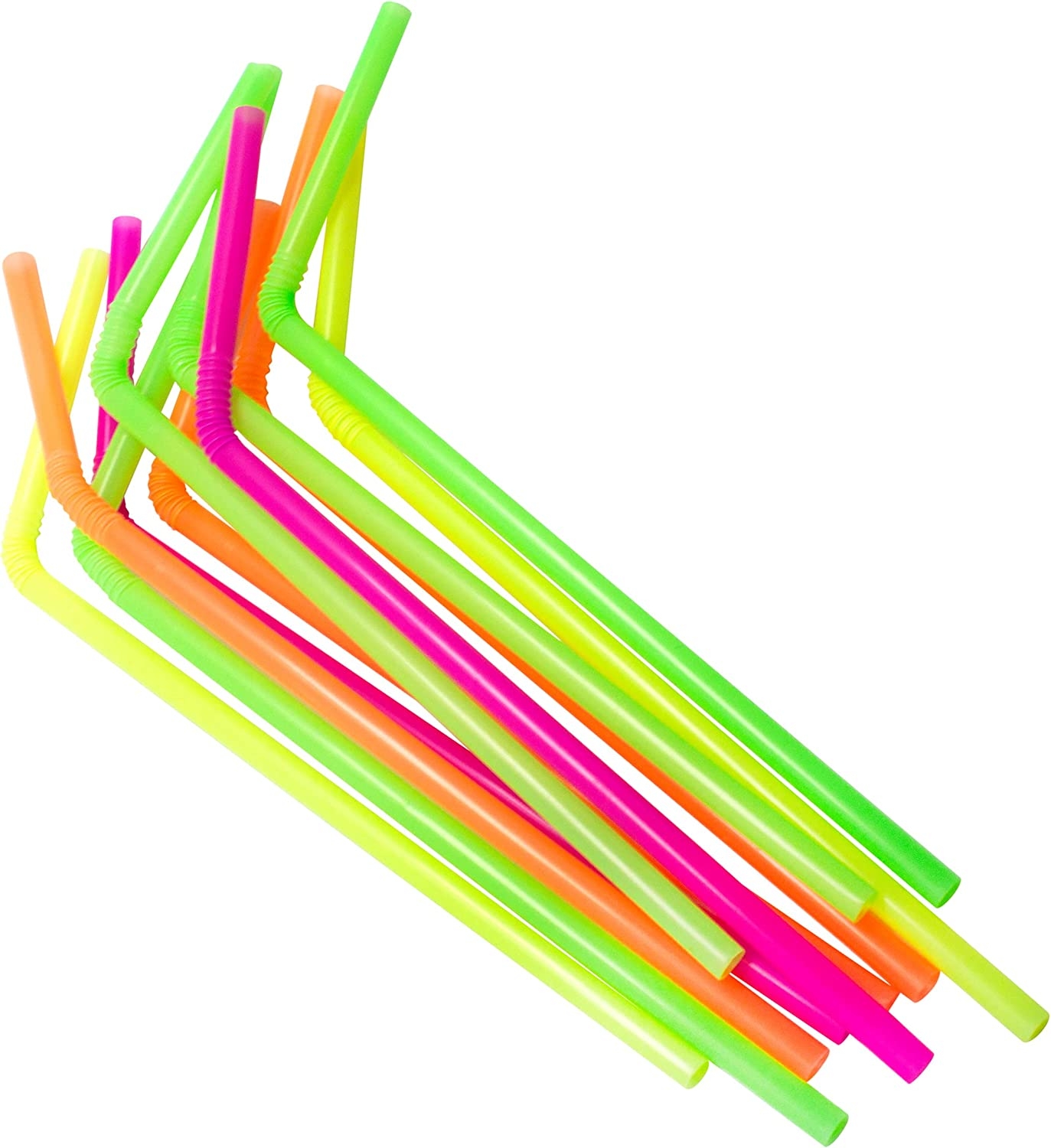 Jacent Disposable Drinking Straws – Neon Plastic Flex Straws, 125 Count per Pack, 1-Pack Import To Shop ×Product customization
