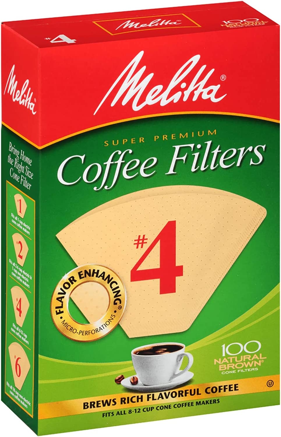 Melitta 4 Cone Coffee Filters, Natural Brown, 100 Count (Pack of 6) 600 Total Filters Import To Shop ×Product customization