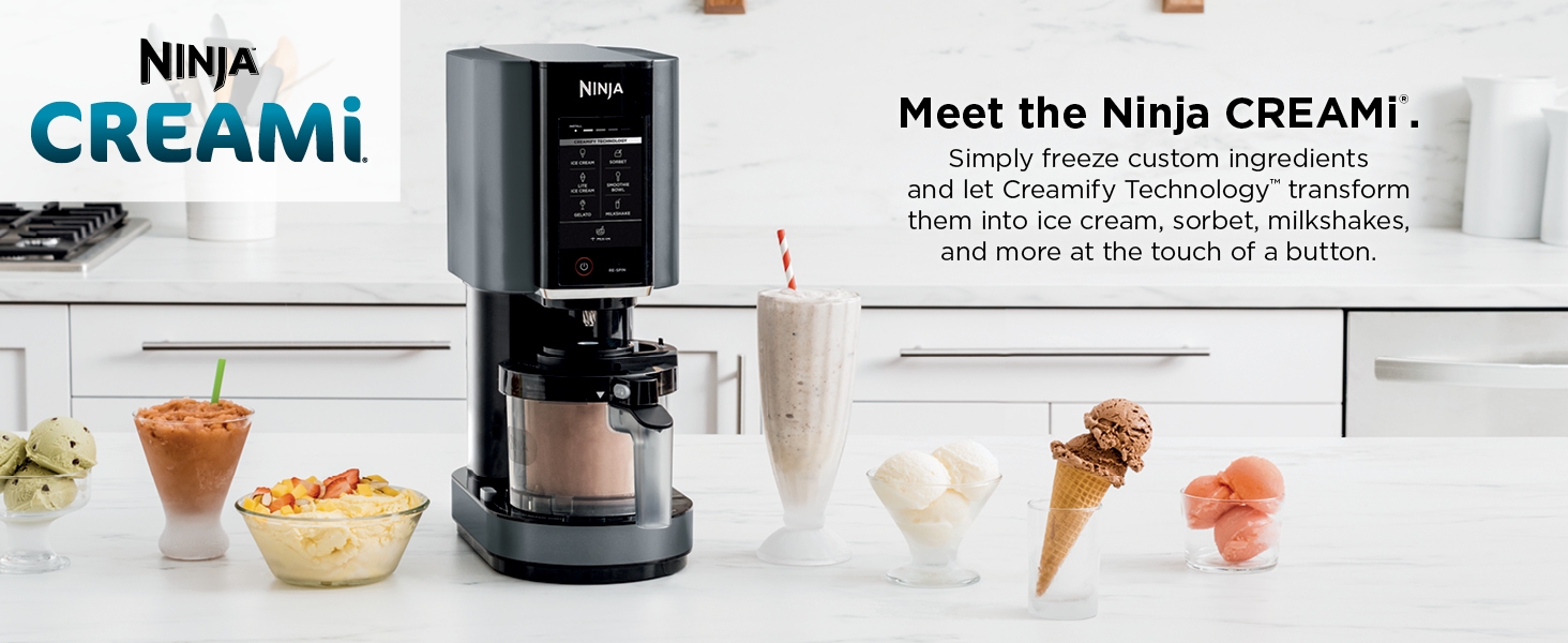 Simply freeze custom ingredients and transform them into ice cream, sorbet, milkshakes, and more.