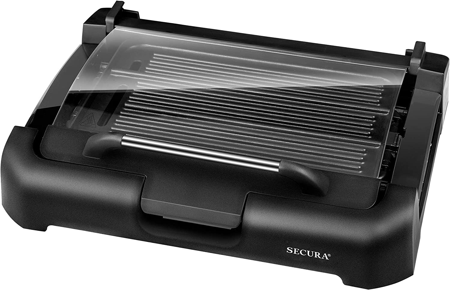 Secura Smokeless Indoor Grill 1800-Watt Electric Griddle with Reversible 2 in 1 Grill and Griddle Plates Plate, Glass Lid, Extra
