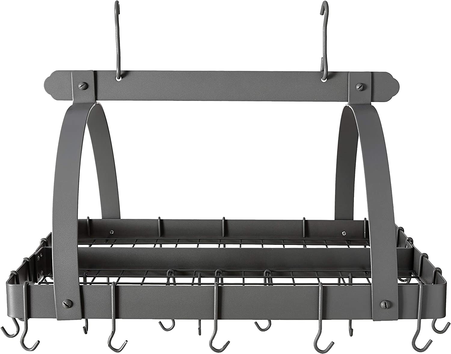 Old Dutch Rectangular Hanging Pot Rack with Grid & 24 Hooks, Oiled Bronze, 30″ x 20.5″ x 15.75″ Import To Shop ×Product