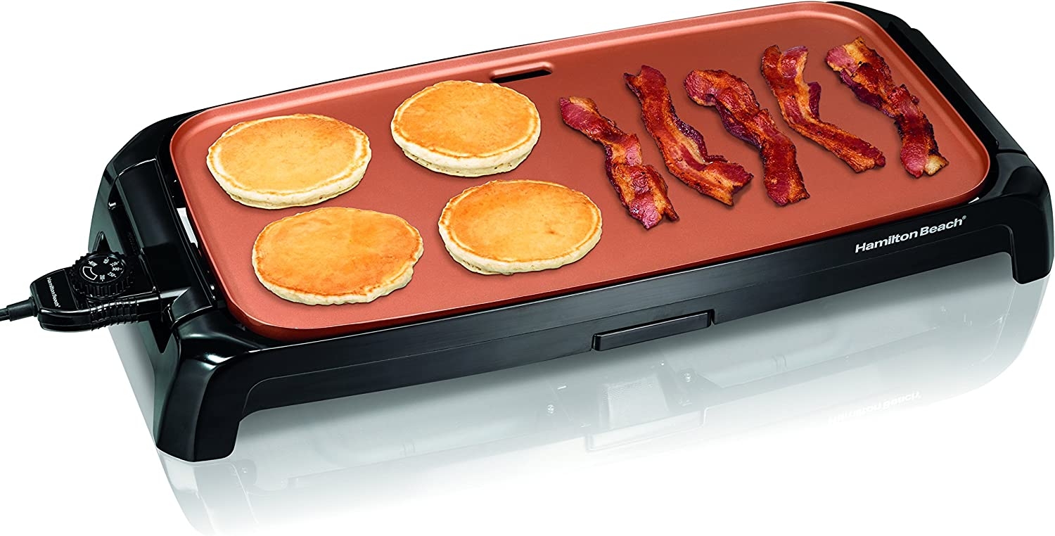 Hamilton Beach Durathon Ceramic Griddle Electric with 200 square inch PTFE & PFOA Free Cooking Surface (38519R) Import To Shop