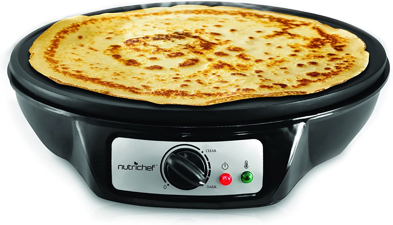 NutriChef Electric Griddle & Crepe Maker | Nonstick 12 Inch Hot Plate Cooktop | Adjustable Temperature Control | Batter Spreader