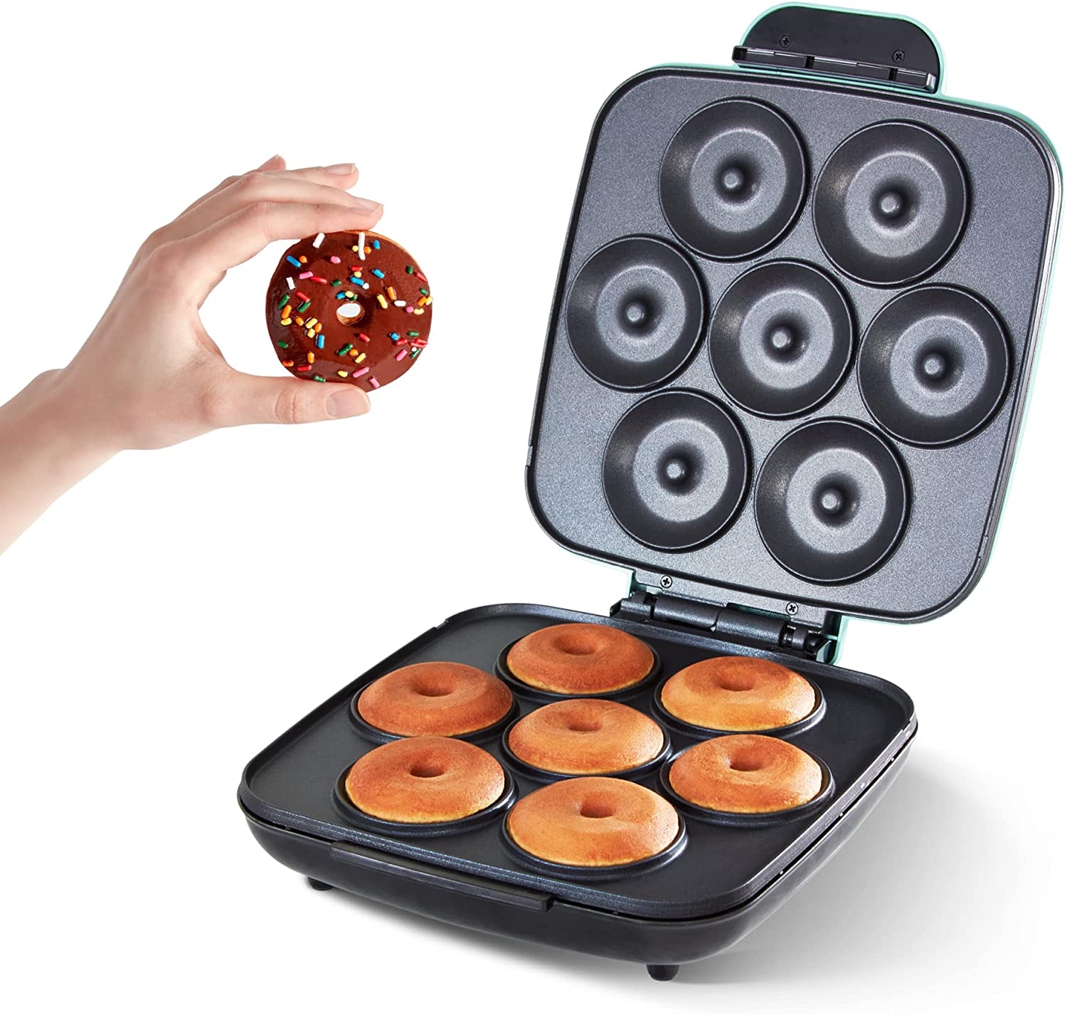 Delish By Dash Donut Maker, Makes 7 x 3″ Donuts with Delish Recipes for Snacks, Dessert, and More – Black Import To Shop