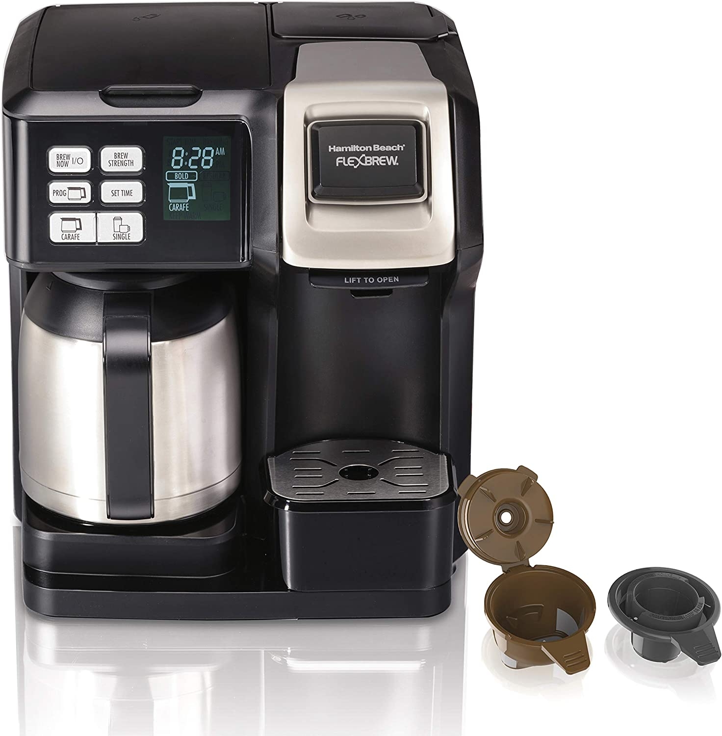 Hamilton Beach FlexBrew Trio 2-Way Coffee Maker, Compatible with K-Cup Pods or Grounds, Combo, Single Serve & Full 10c Thermal