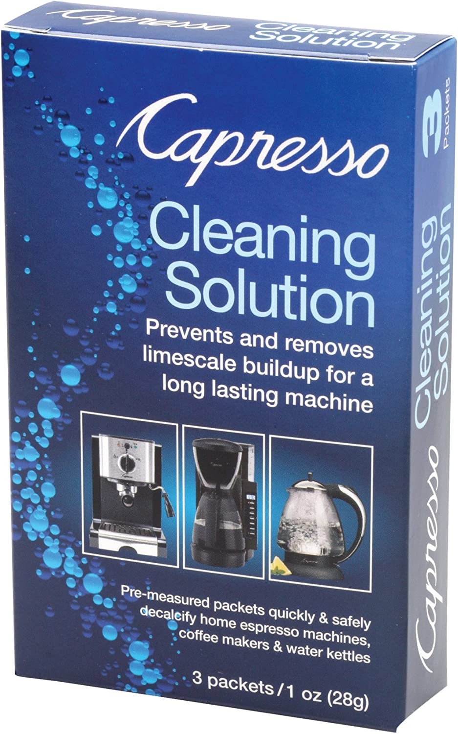 Capresso 640.13 Cleaning Solution 3 packets 1 oz (28g) (Packaging may vary),Blue,Small Import To Shop ×Product customization
