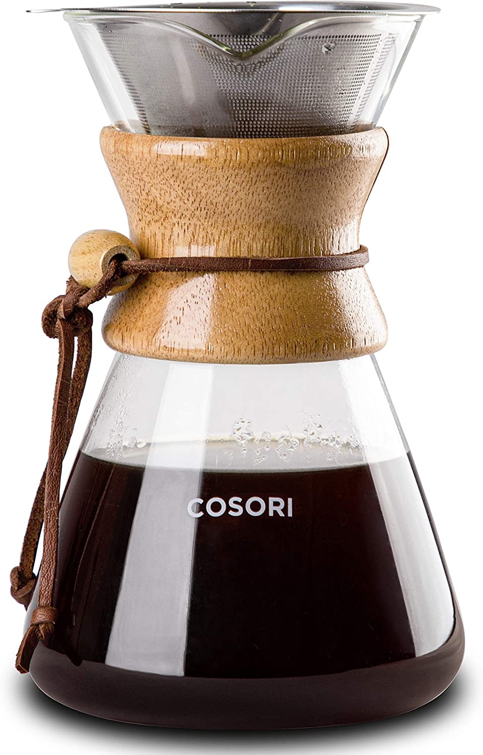 COSORI Pour Over Coffee Maker with Double-layer Stainless Steel Filter, 34 Ounce, Coffee Dripper Brewer & Glass Coffee Pot, High