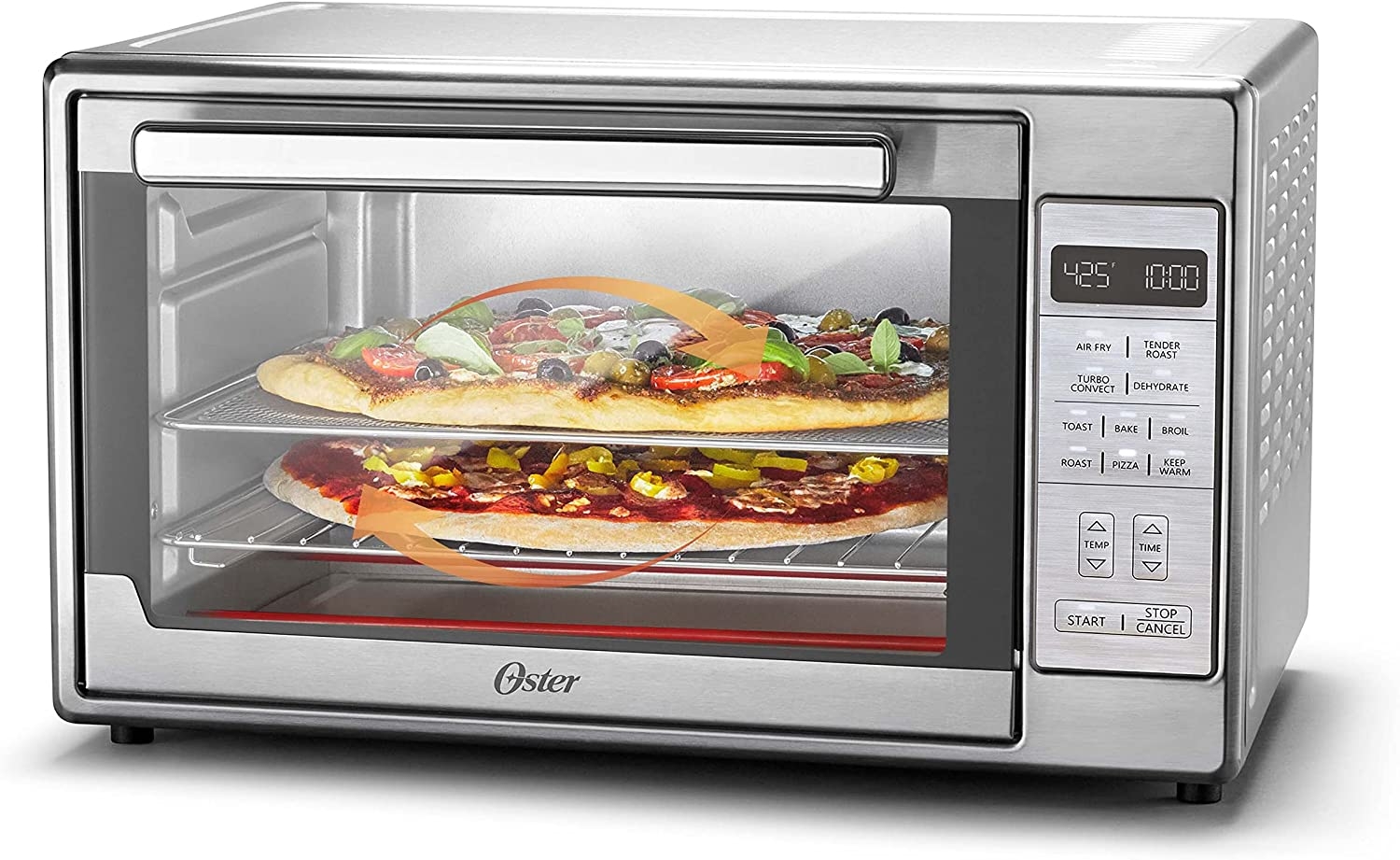 Oster Toaster Oven, 7-in-1 Countertop Toaster Oven, 10.5″ x 13″ Fits 2 Large Pizzas, Stainless Steel Import To Shop ×Product
