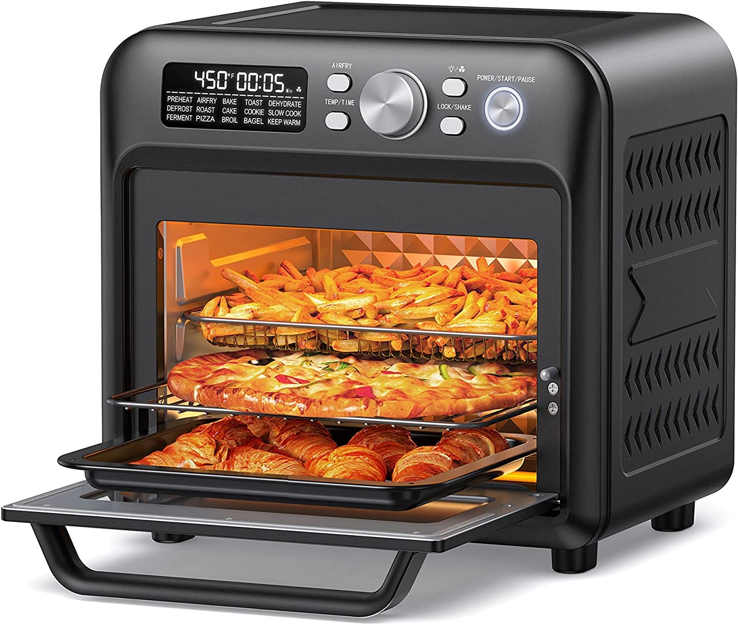 PARIS RHÔNE Air Fryer Oven 19QT, Family-Sized Toaster Oven, Convection Oven with Child Lock, Fits 12-inch Pizza, 6-Slice Toast,