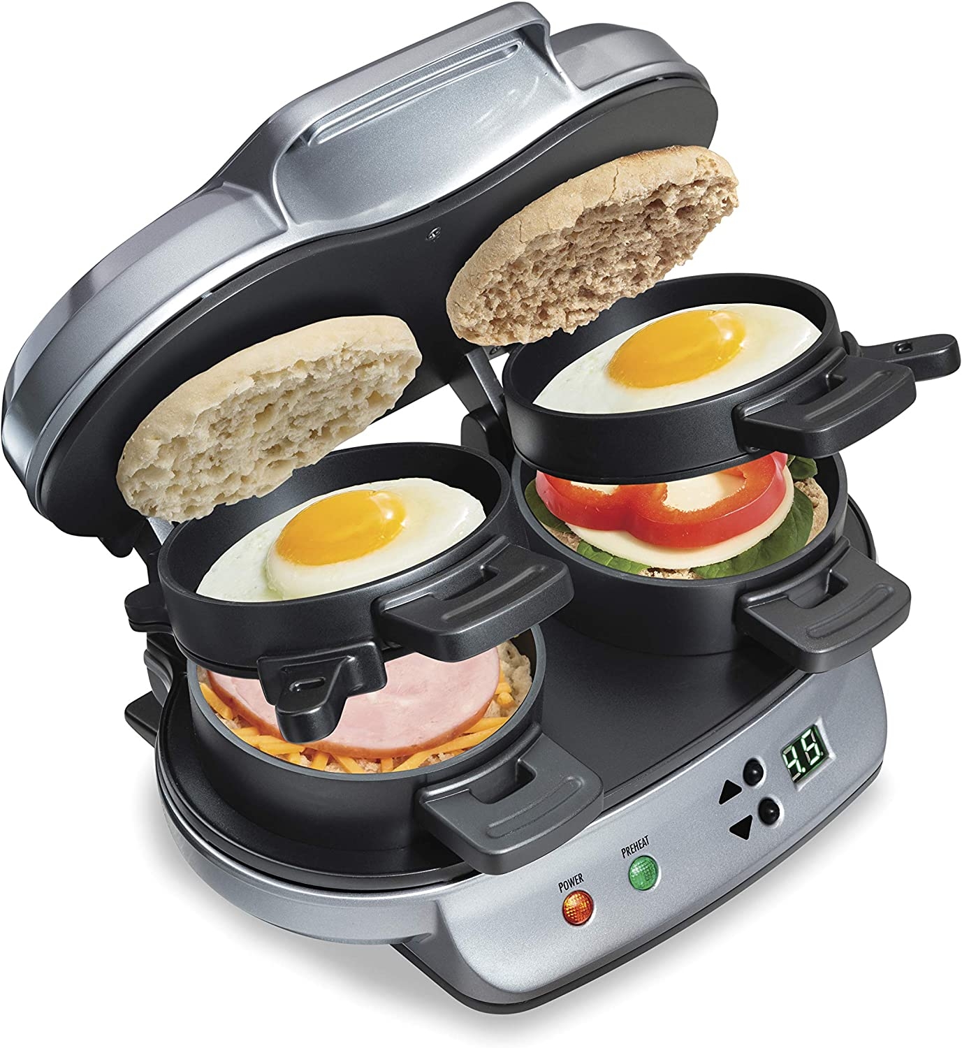 Hamilton Beach Dual Breakfast Sandwich Maker with Timer, Silver (25490A) Import To Shop ×Product customization General