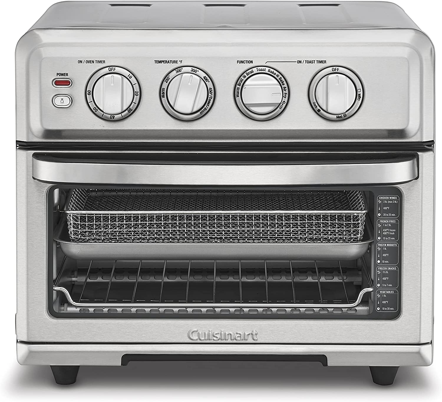 Cuisinart Air Fryer + Convection Toaster Oven, 8-1 Oven with Bake, Grill, Broil & Warm Options, Stainless Steel, TOA-70 Import