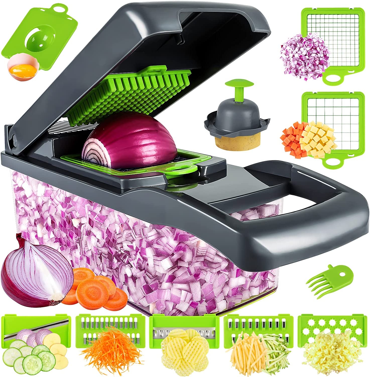Vegetable Chopper, Pro Onion Chopper, Multifunctional 13 in 1 Food Chopper, Kitchen Vegetable Slicer Dicer Cutter,Veggie Chopper
