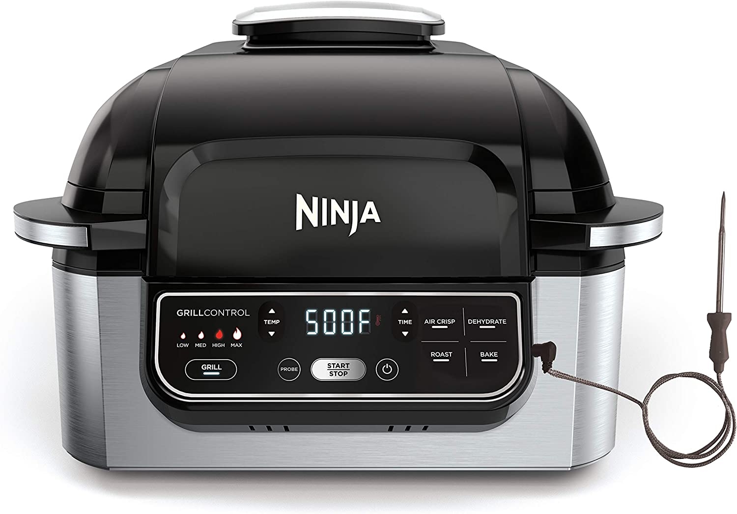Ninja AG301 Foodi 5-in-1 Indoor Grill with Air Fry, Roast, Bake & Dehydrate, Black/Silver Import To Shop ×Product customization