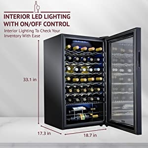 Schmecke wine cooler Soft interior lighting