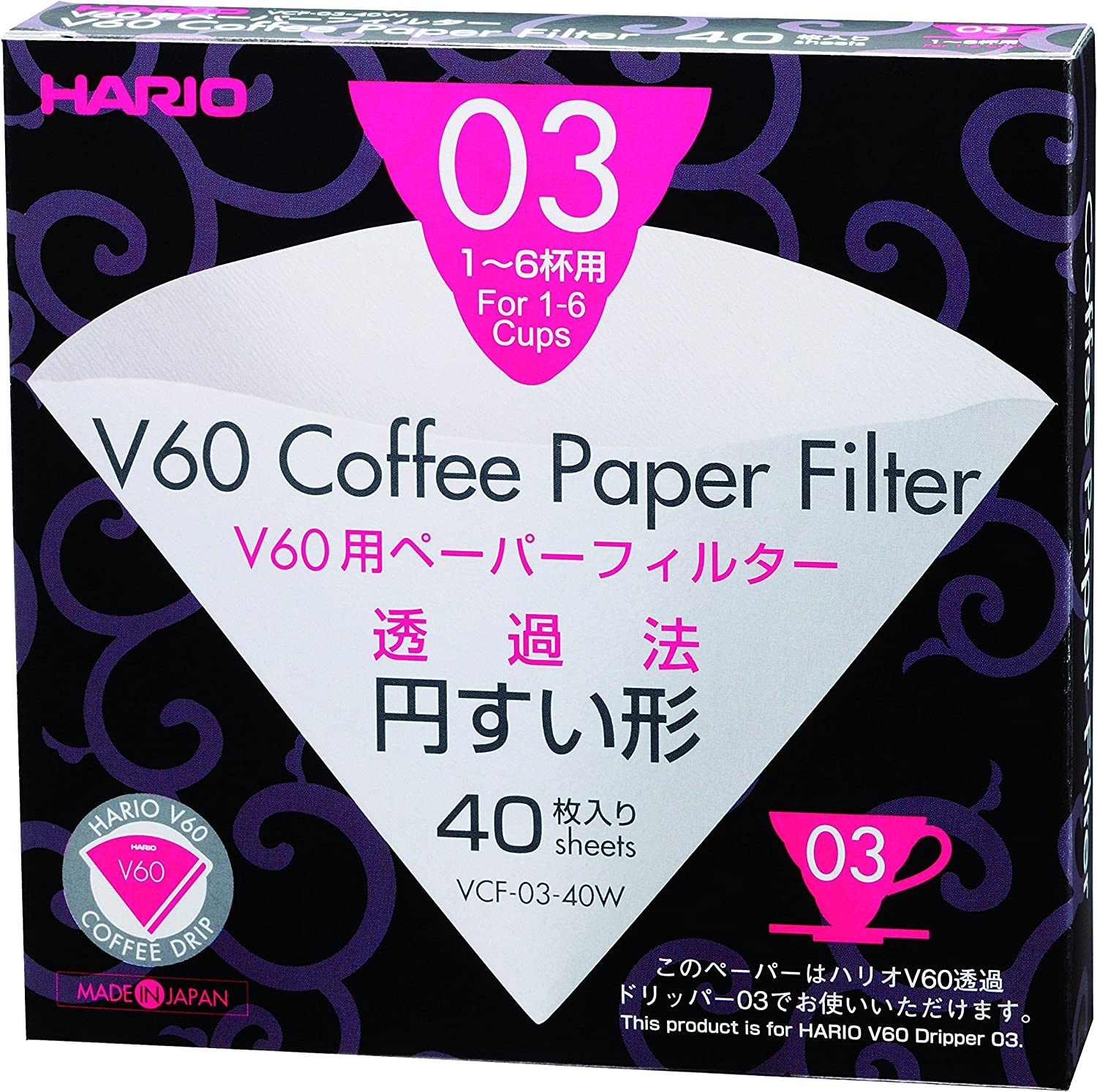 Hario V60 Paper Coffee Filters Single Use Pour Over Cone Filters Size 02, Natural, 100 count Import To Shop ×Product