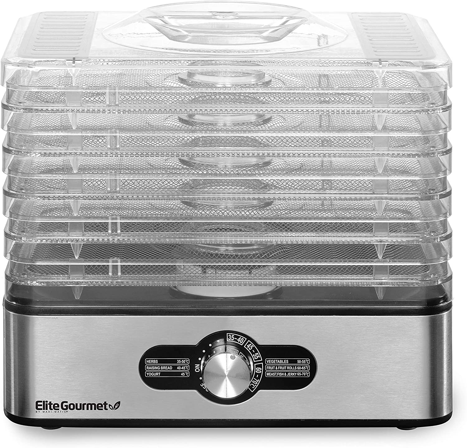 Elite Gourmet EFD319DKG Food Dehydrator, 5 BPA-Free 11.4″ Trays Adjustable Temperature Controls, Jerky, Herbs, Fruit, Veggies,