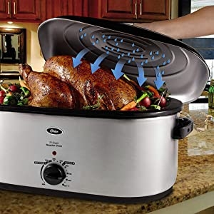 Oster Roaster Oven with Self-Basting Lid, 22-Quart, Stainless Steel CKSTRS23-SB-D